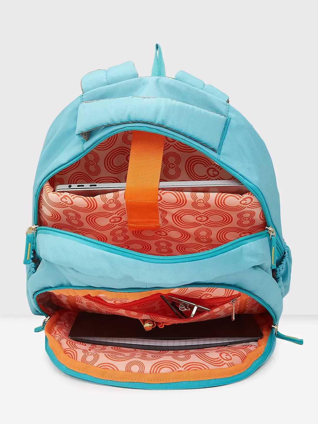 Caprese Xenia Large Printed Turquoise Laptop Backpack - Image 5
