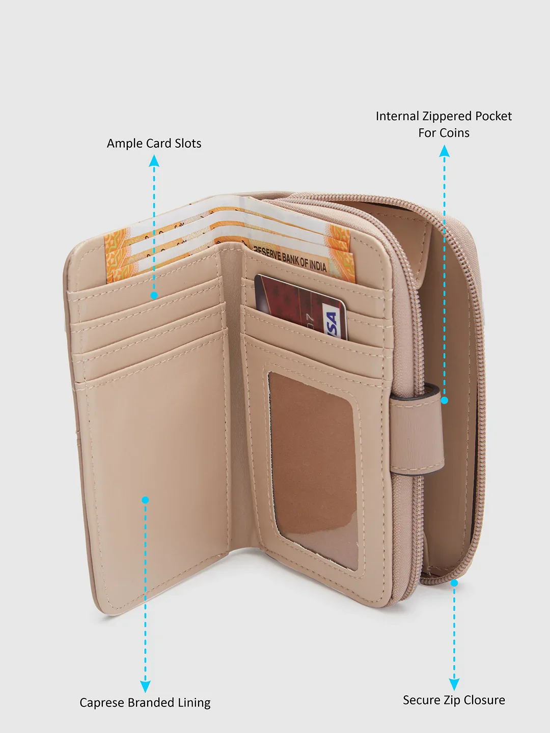 Caprese Yana Large Cream Wallet - Image 6