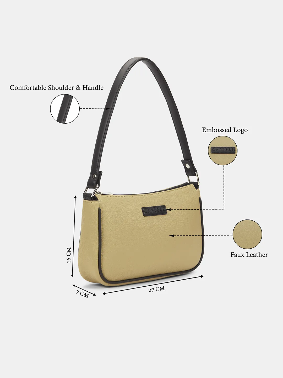 Caprese  Yashna Medium Alpine Oat Baguette Bag - Image 7