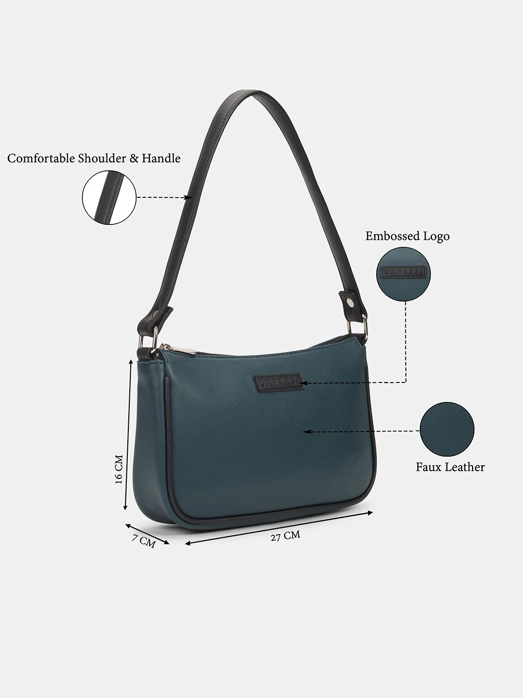Caprese  Yashna Medium Navy Blue Baguette Bag - Image 8