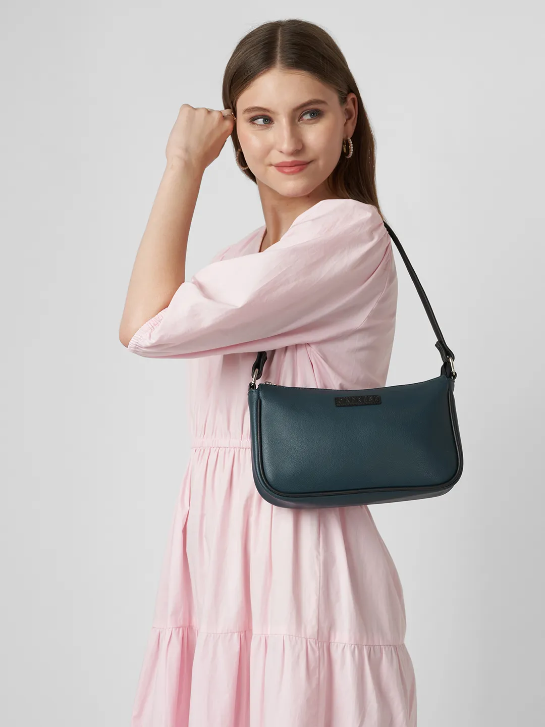 Caprese  Yashna Medium Navy Blue Baguette Bag - Image 9