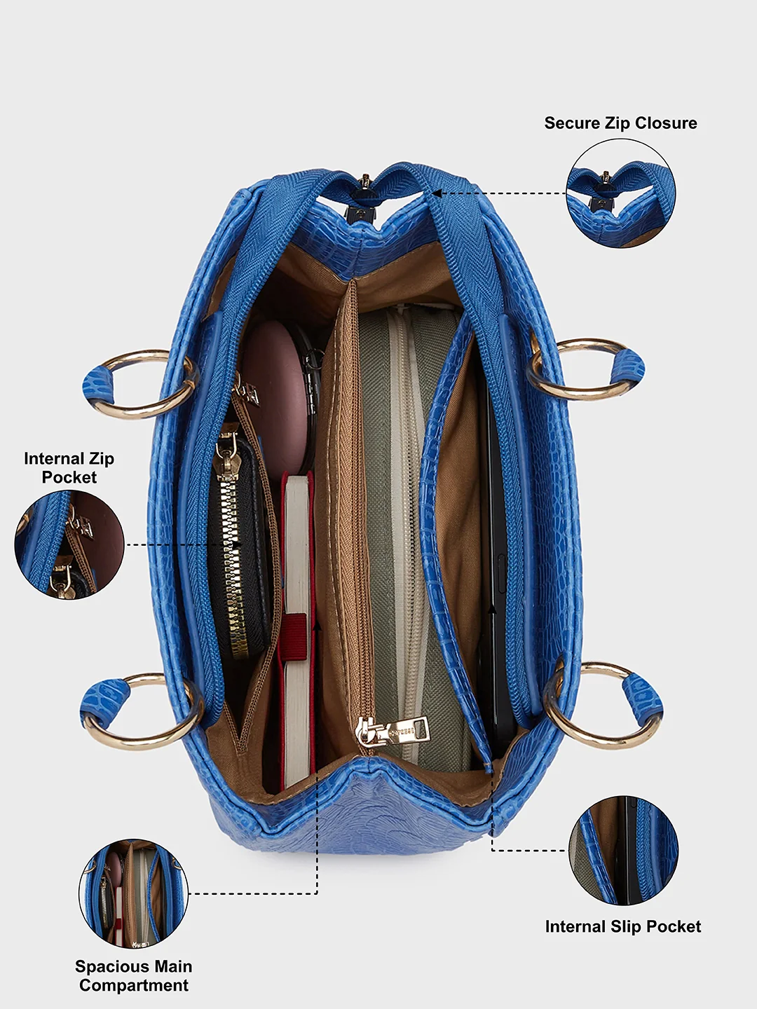 Caprese Yemi Small Blue Satchel Bag - Image 4
