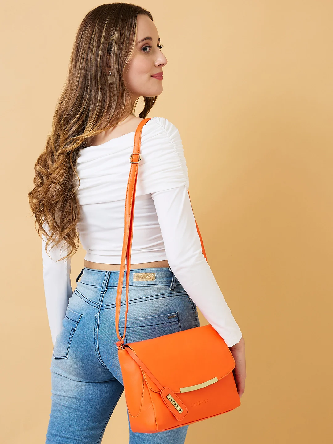 Caprese Yondela Medium Peach Sling Bag - Image 2