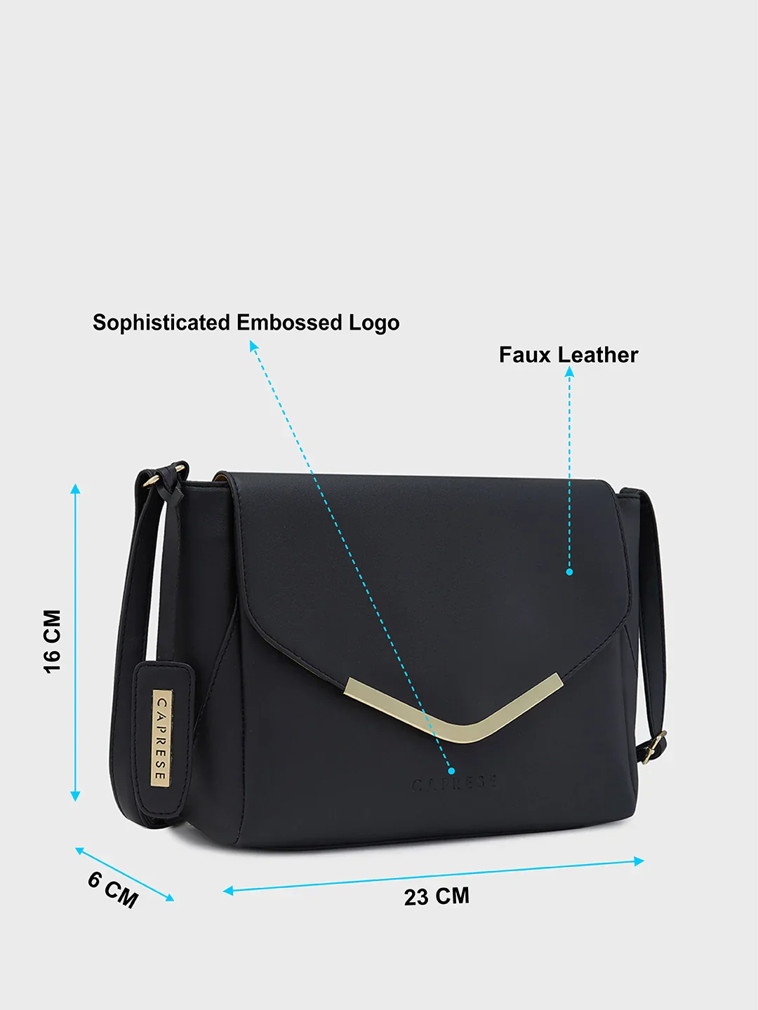 Caprese Yondella Medium Black Sling Bag - Image 9