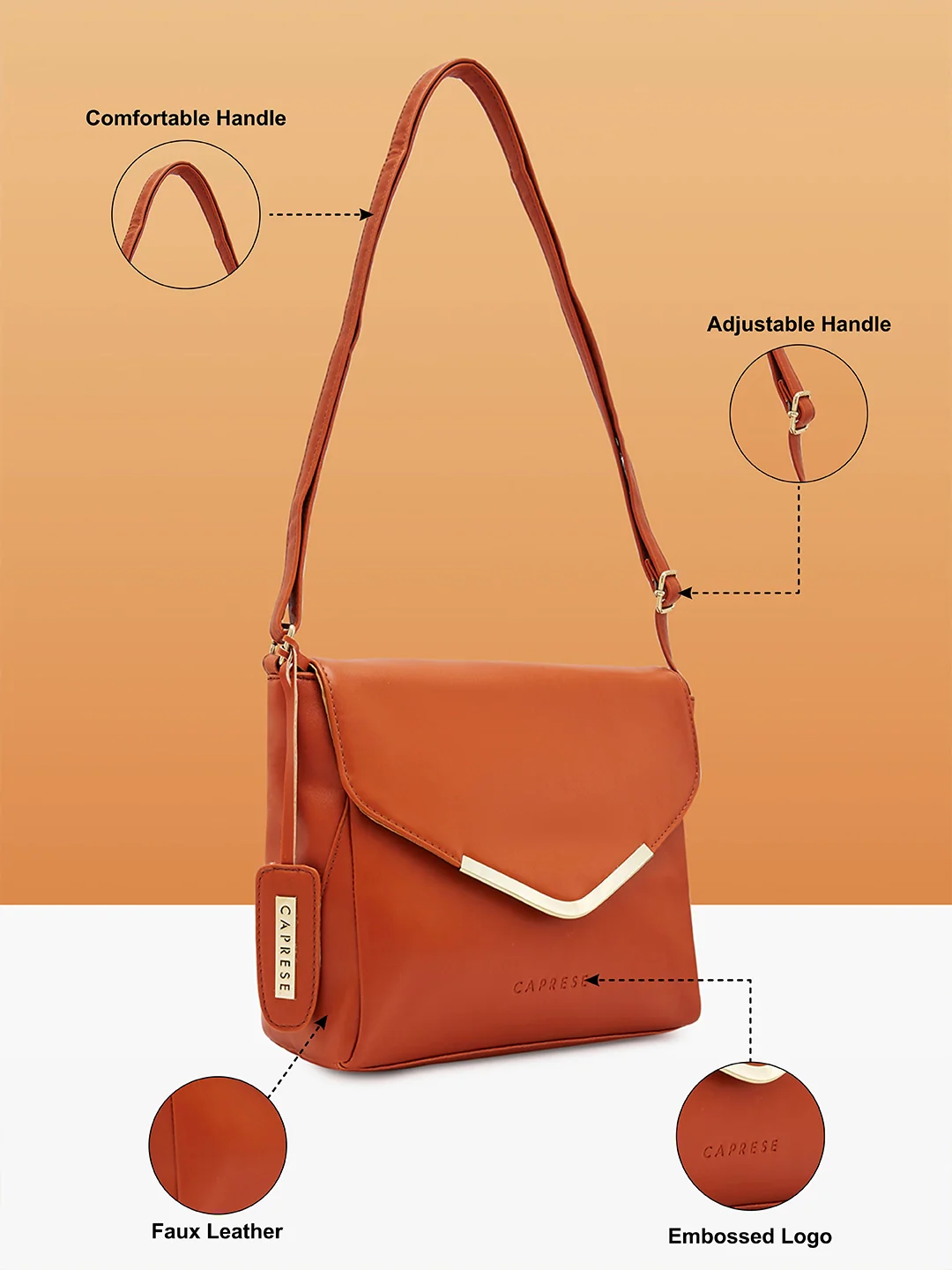 Caprese Yondella Medium Tan Sling Bag - Image 6