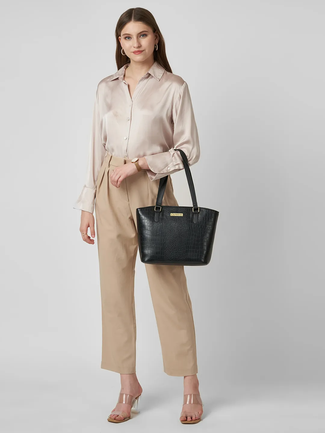 Caprese York Medium Black Tote Bag - Image 8
