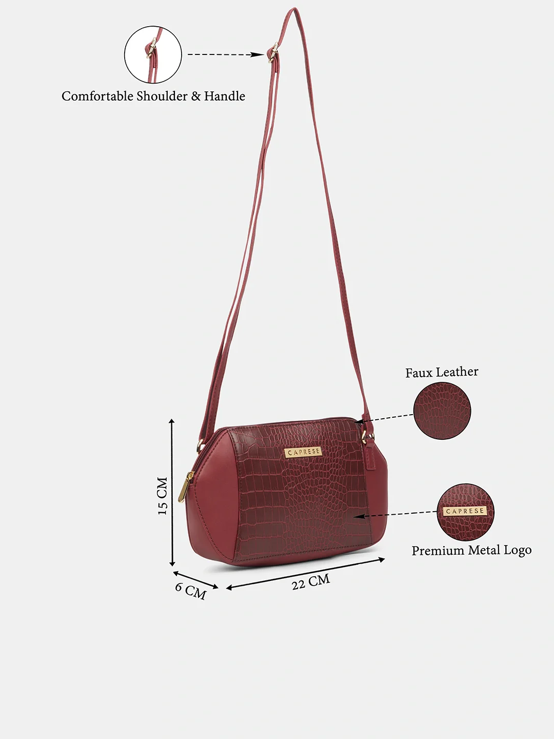 Caprese York Small Cherry Red Sling Bag - Image 5