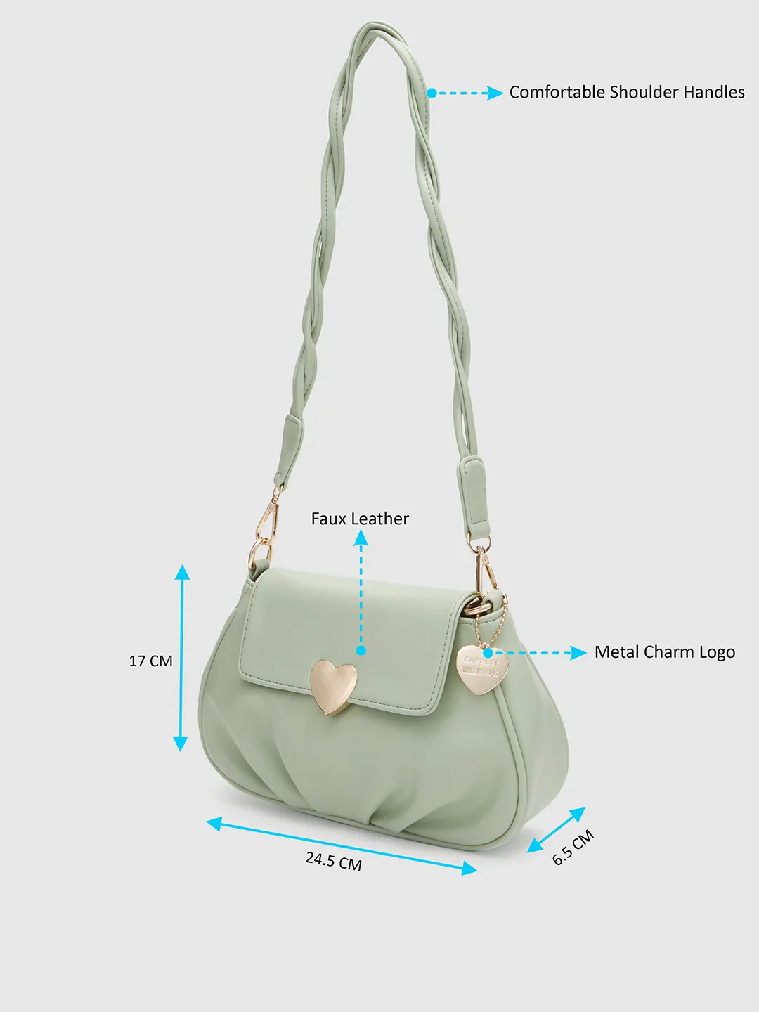 Caprese Yulla Medium Mint Satchel Bag - Image 4