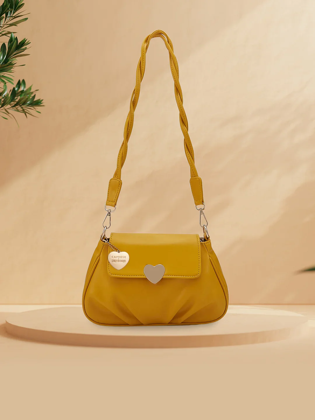 Caprese Yulla Medium Pastel Yellow Satchel Bag - Image 2