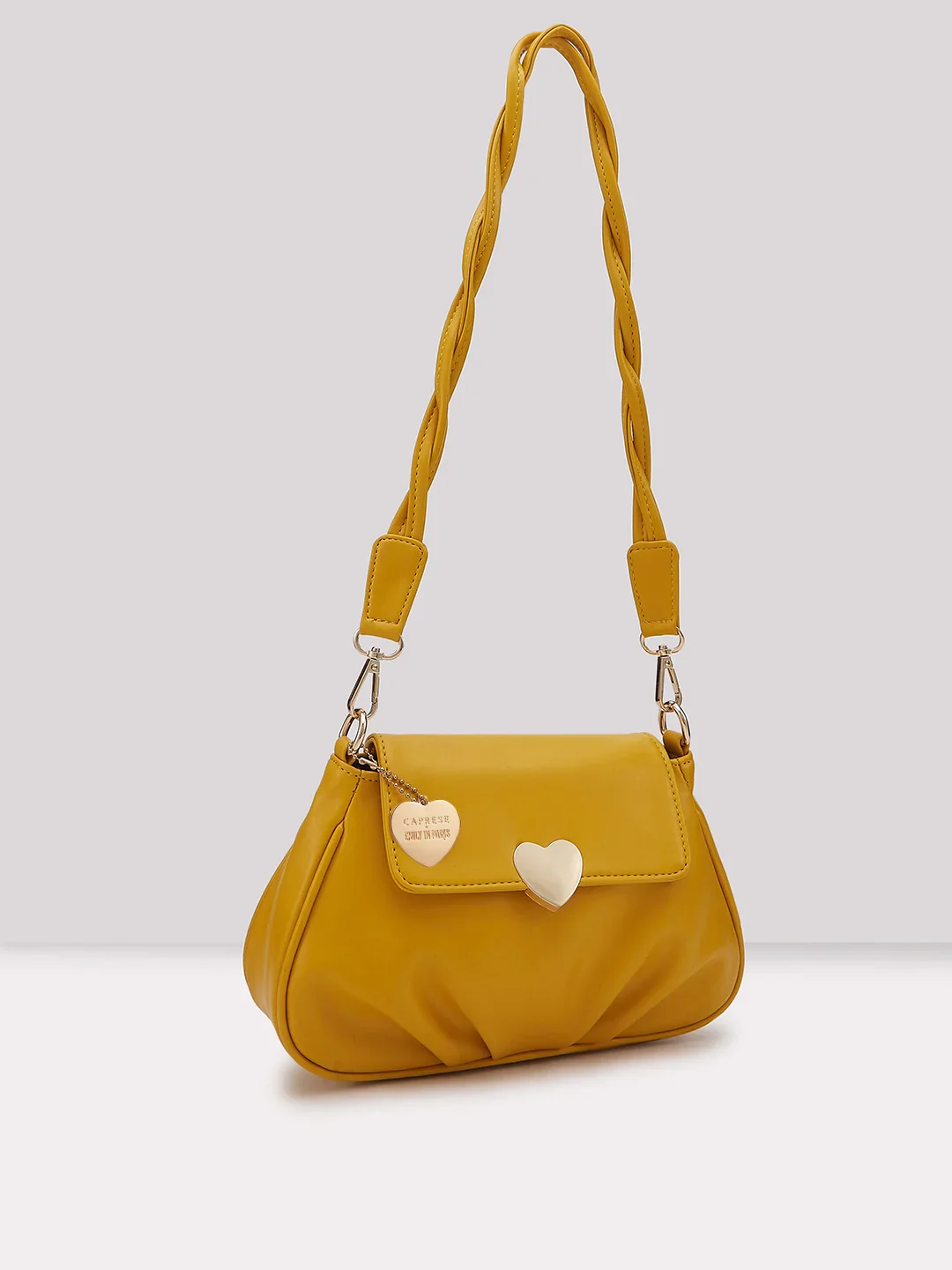 Caprese Yulla Medium Pastel Yellow Satchel Bag - Image 3