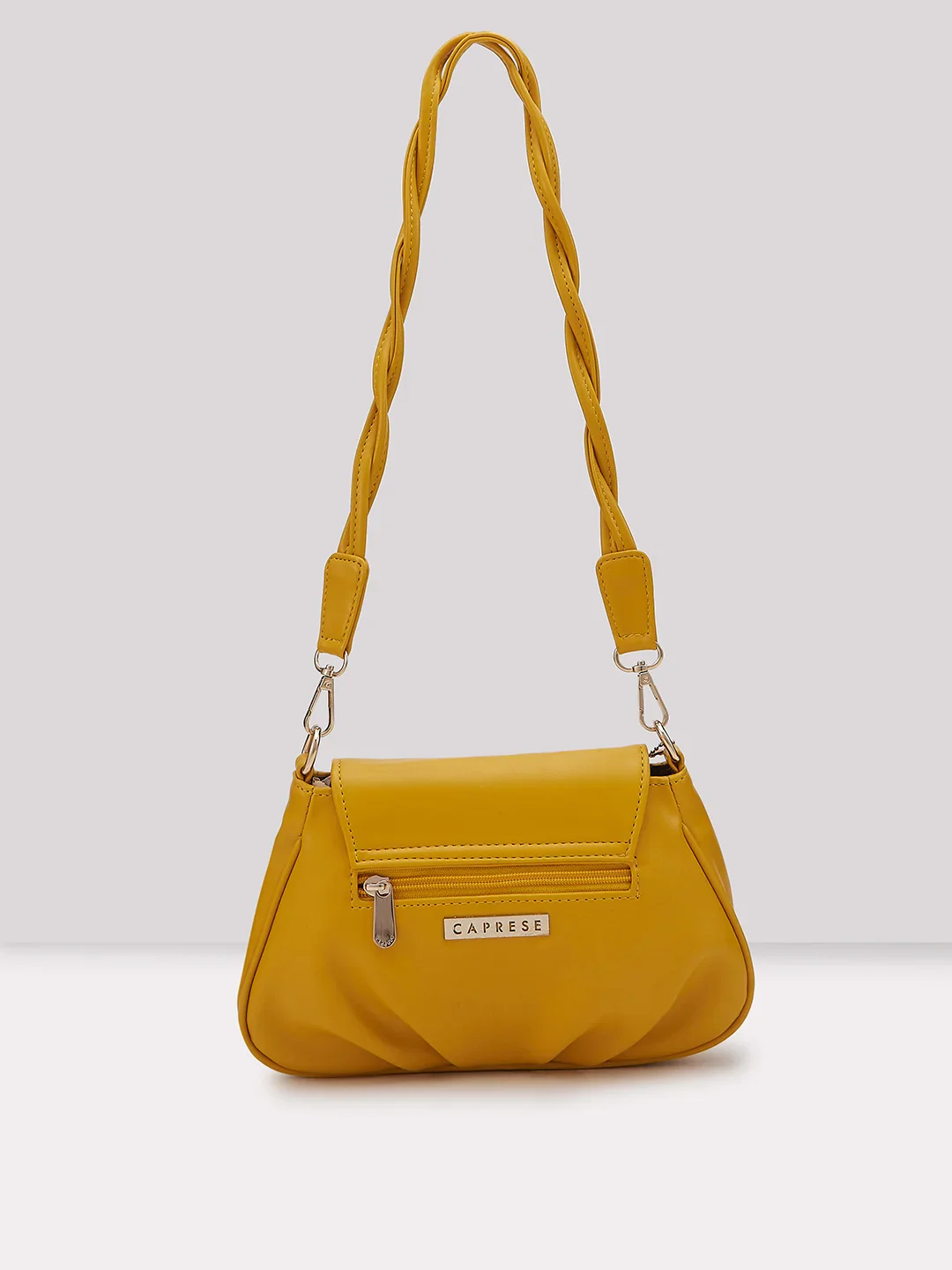 Caprese Yulla Medium Pastel Yellow Satchel Bag - Image 4