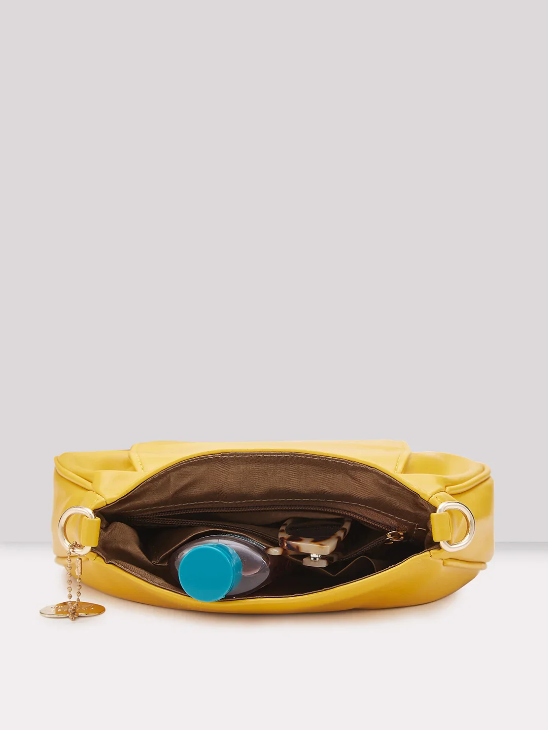 Caprese Yulla Medium Pastel Yellow Satchel Bag - Image 5