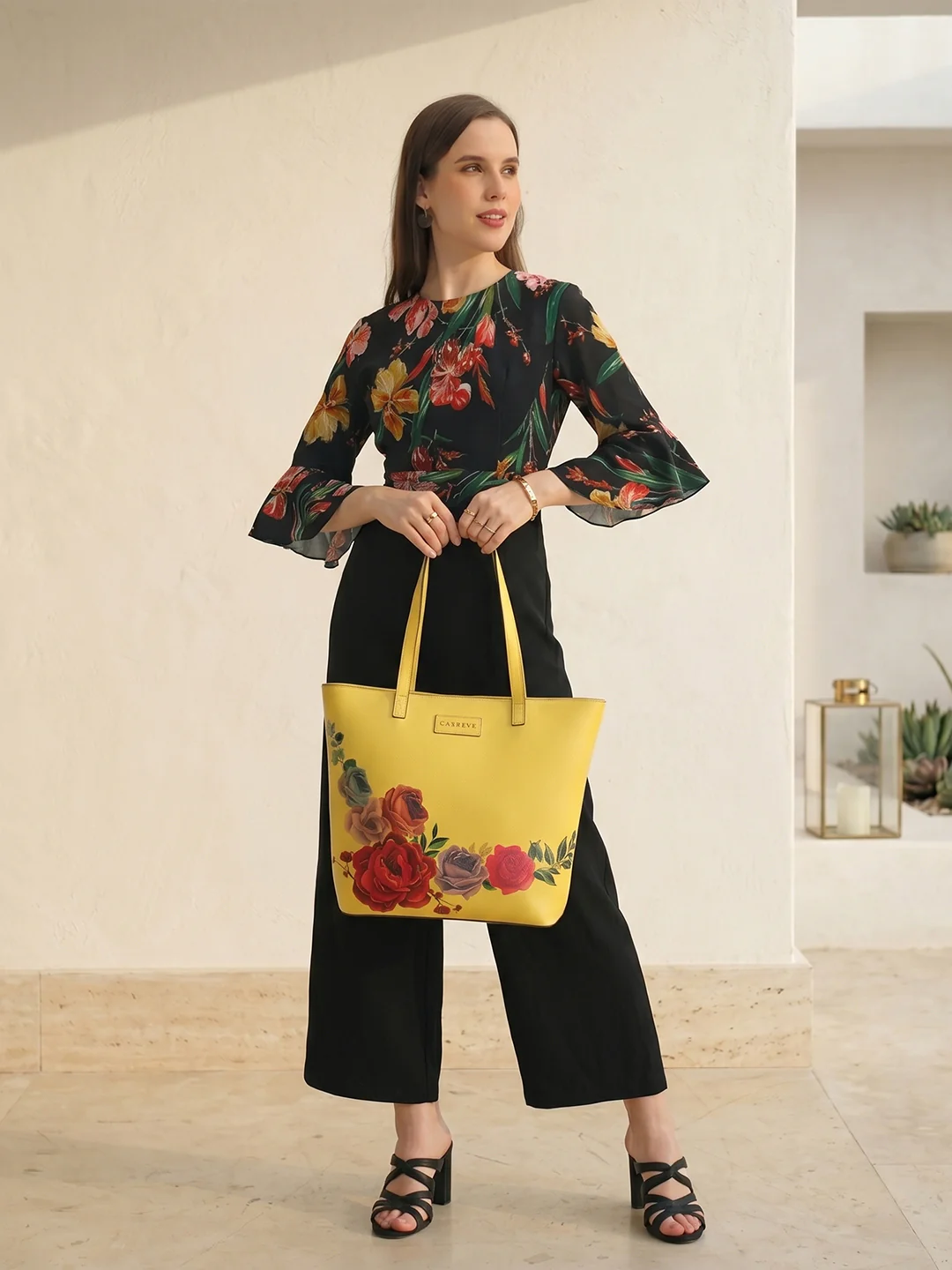 Caprese Zaria Large Light Yellow Tote Bag - Image 11