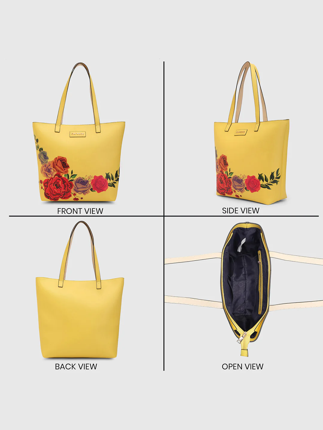 Caprese Zaria Large Light Yellow Tote Bag - Image 12