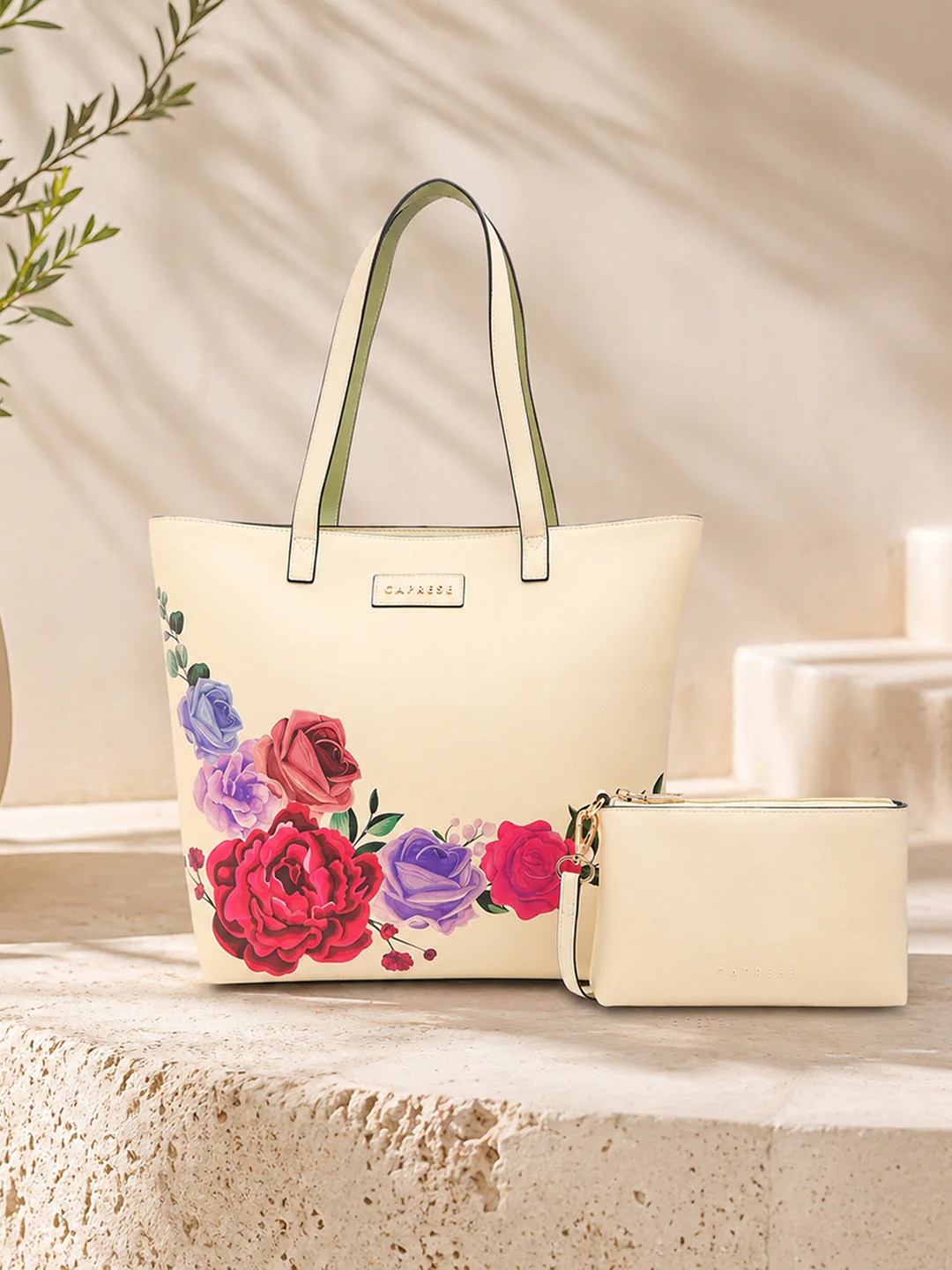 Caprese Zaria Large Off White Tote Bag - Image 3