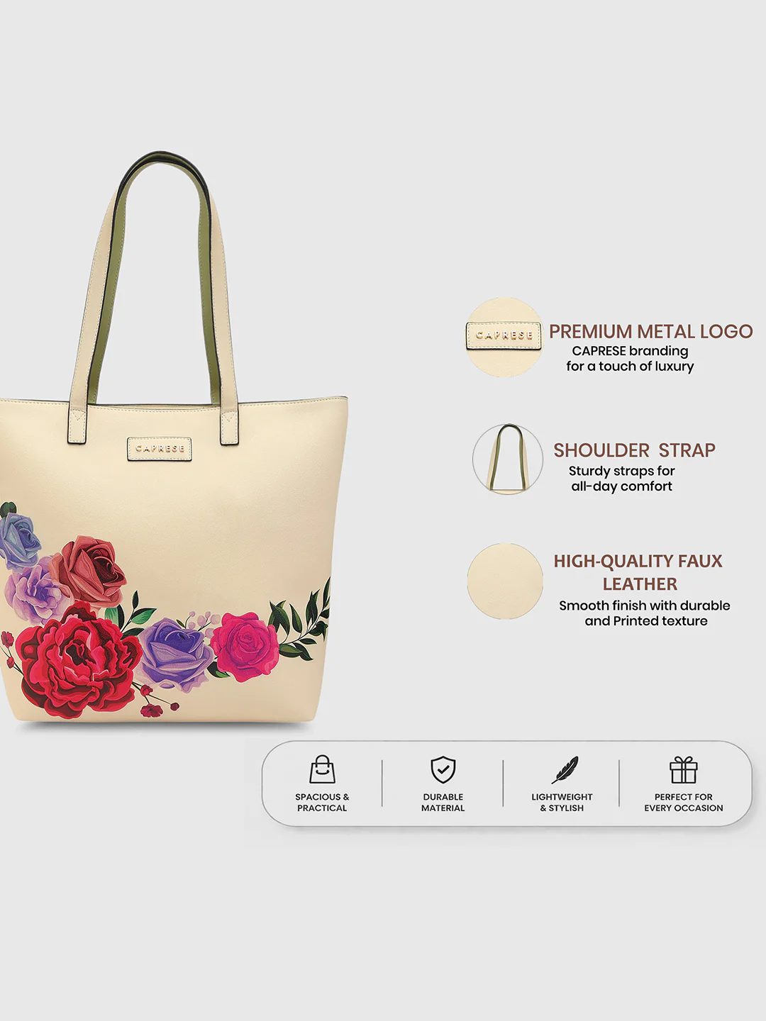 Caprese Zaria Large Off White Tote Bag - Image 4