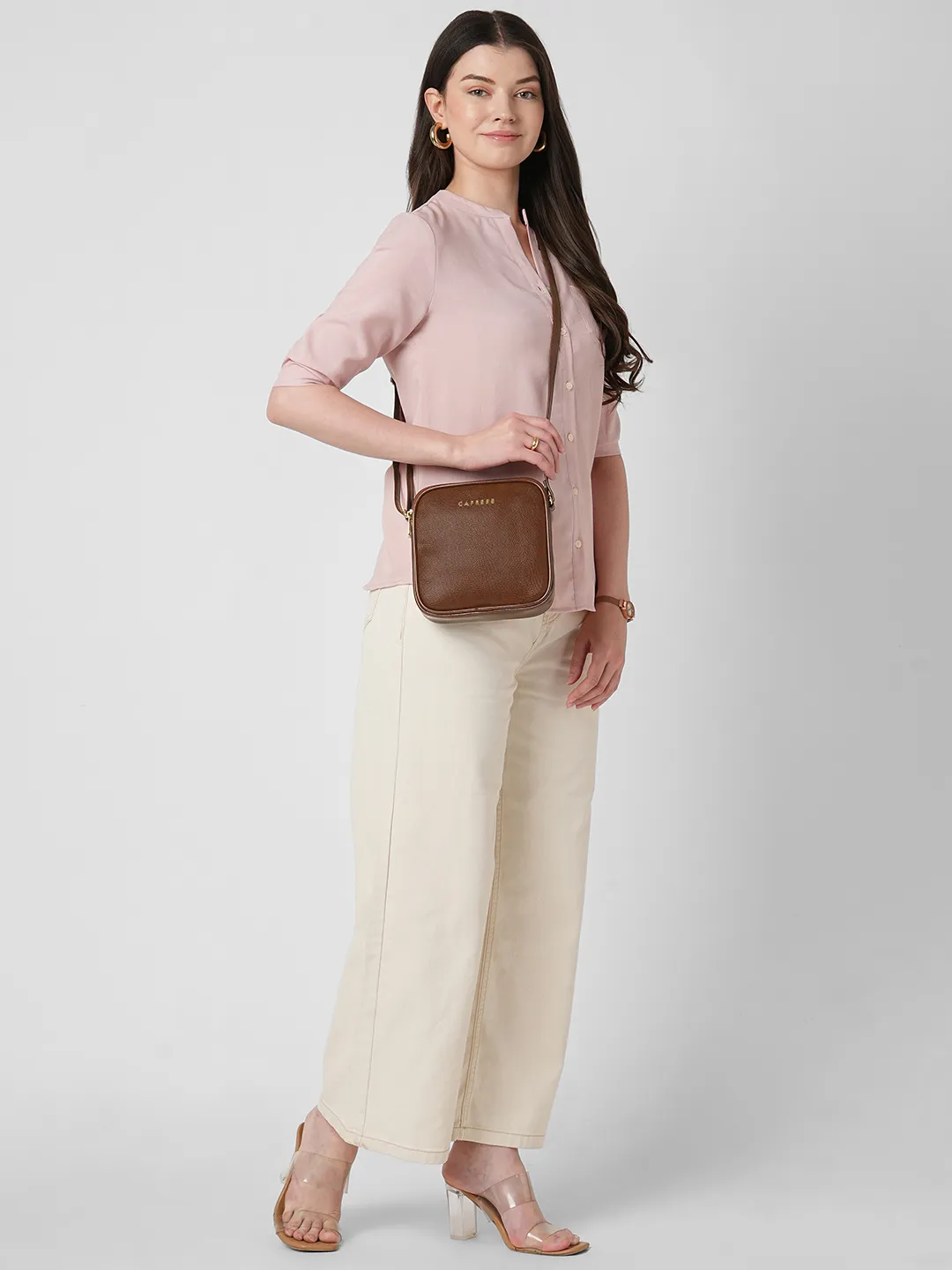 Caprese Zenith Medium Brown Sling Bag - Image 7