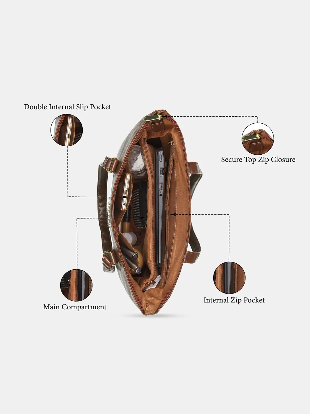 Caprese  Zenith Medium Brown Tote Bag - Image 7