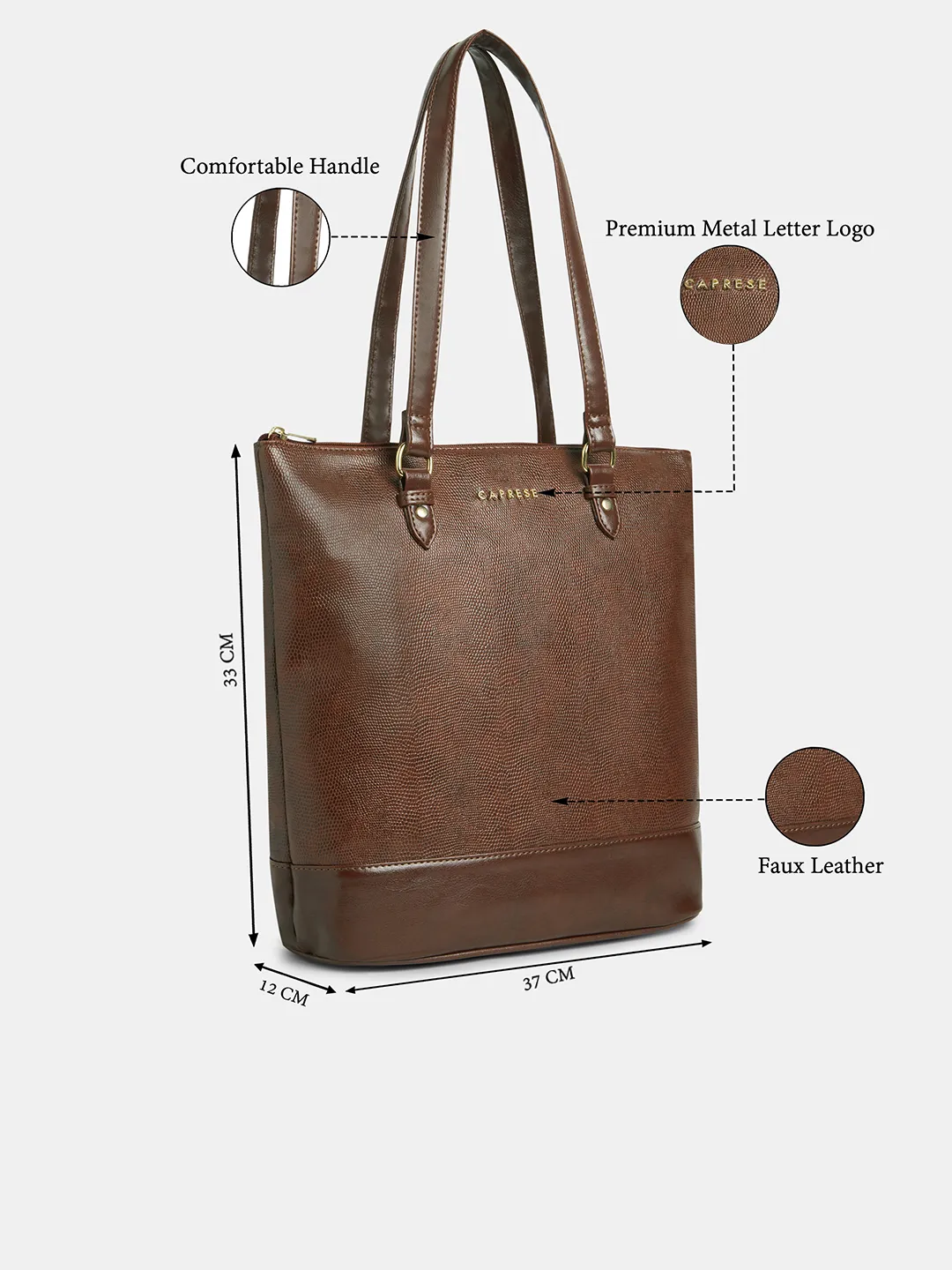 Caprese  Zenith Medium Brown Tote Bag - Image 8