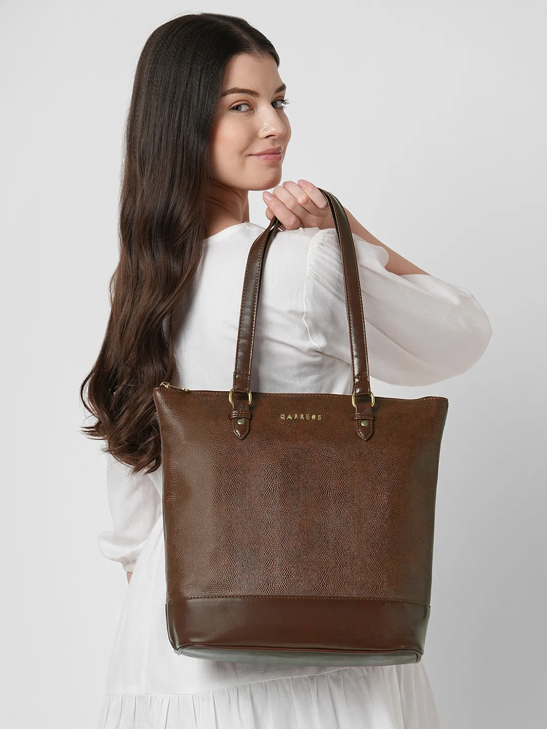 Caprese  Zenith Medium Brown Tote Bag - Image 9