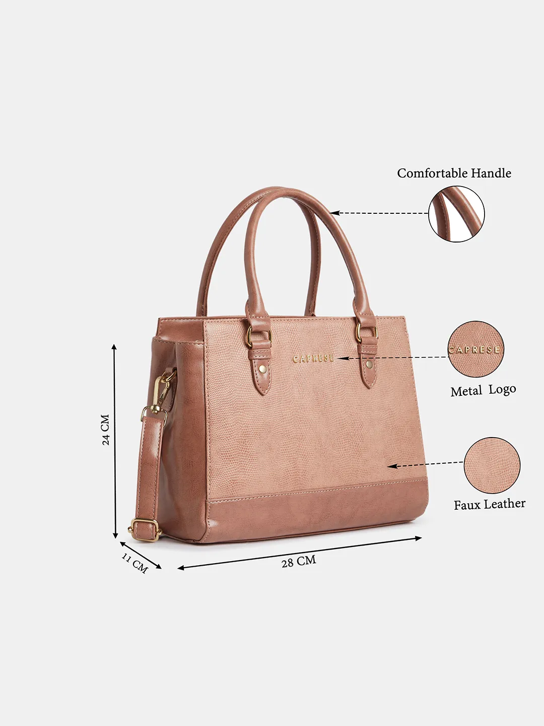 Caprese  Zenith Medium Dusky Pink Satchel Bag - Image 8