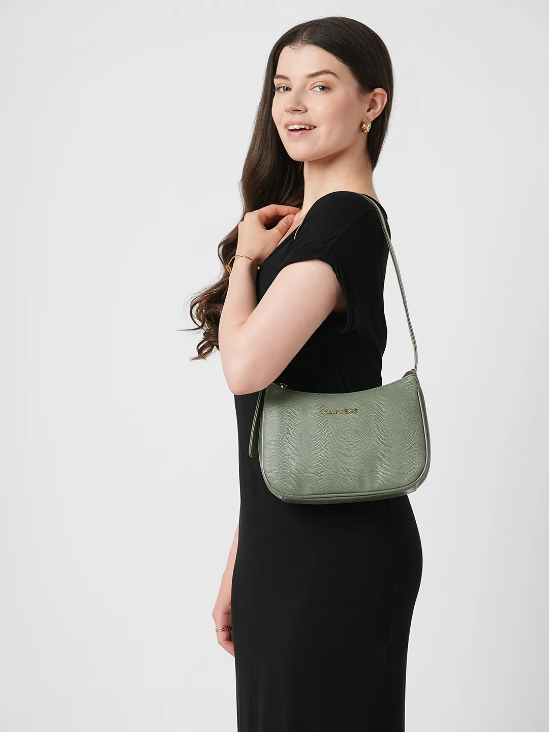 Caprese Zenith Medium Sage Green Baguette Bag - Image 2