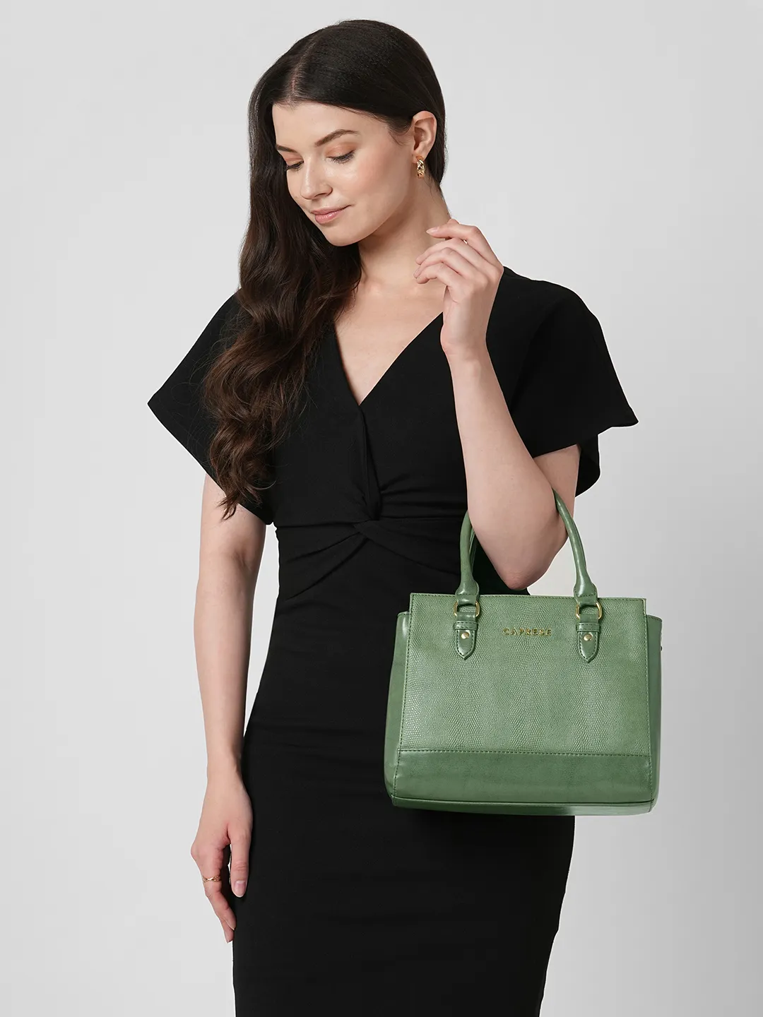 Caprese Zenith Medium Sage Green Satchel Bag - Image 2
