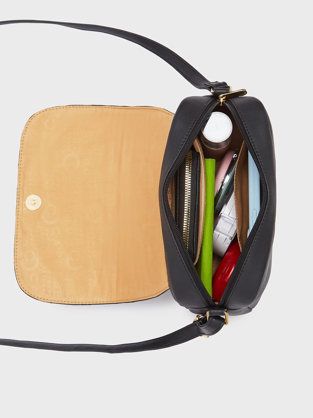Caprese Zesty Medium Black Sling Bag - Image 10