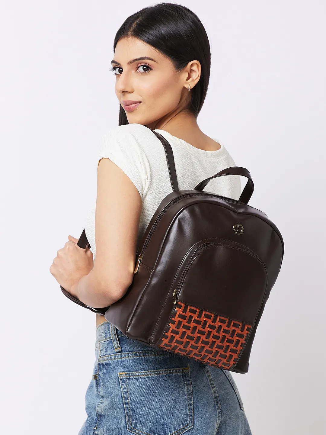 Caprese Zeta Quilted Large Chocolate Backpack - Image 12
