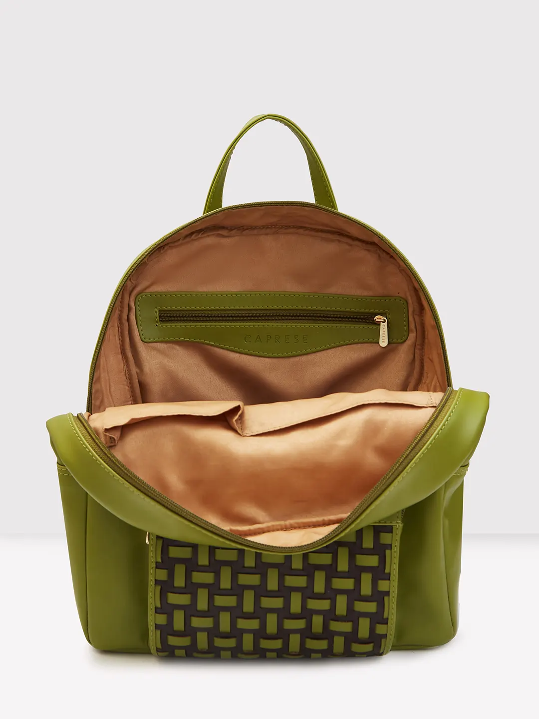 Caprese Zeta Quilted Large Olive Backpack - Image 10