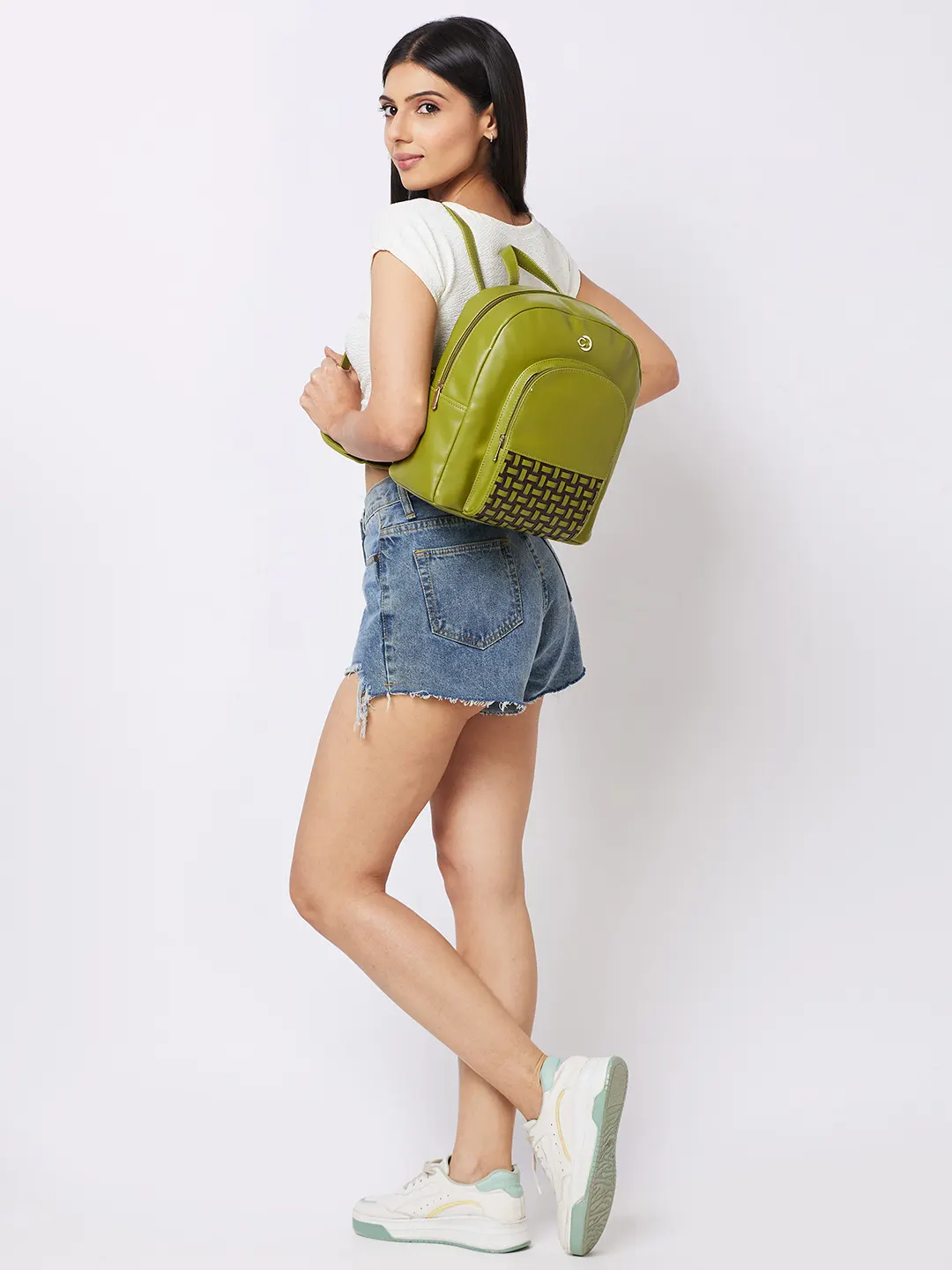 Caprese Zeta Quilted Large Olive Backpack - Image 3