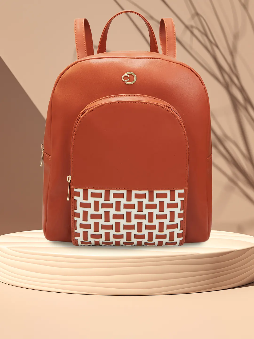 Caprese Zeta Quilted Large Tan Backpack - Image 2