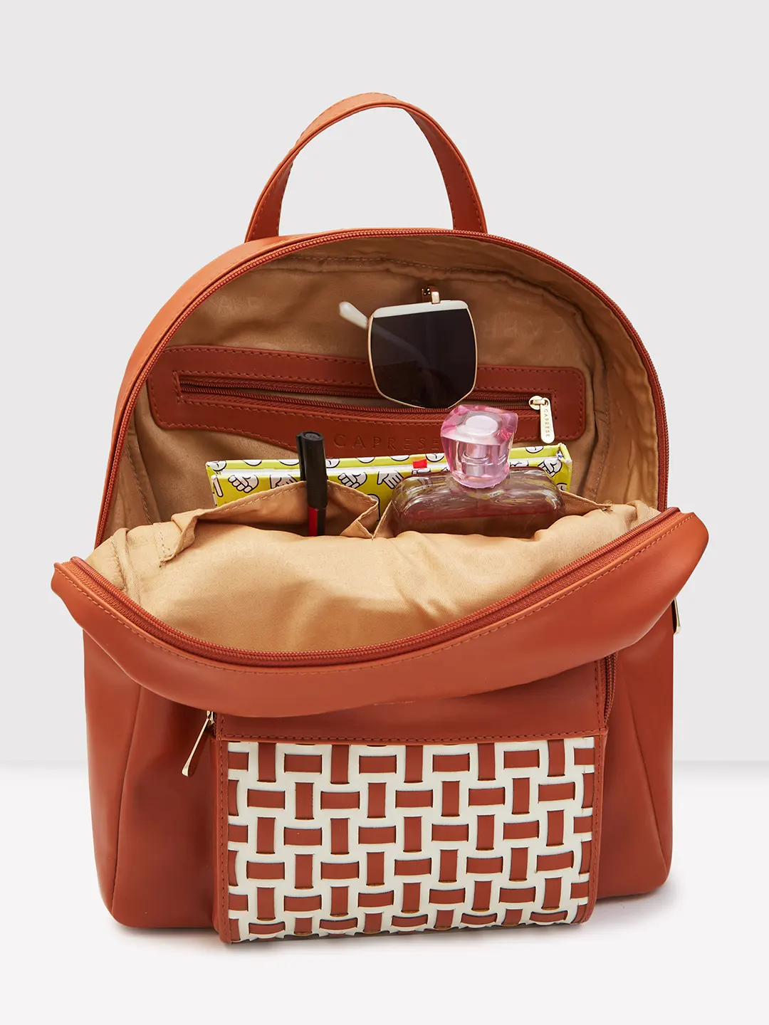 Caprese Zeta Quilted Large Tan Backpack - Image 9