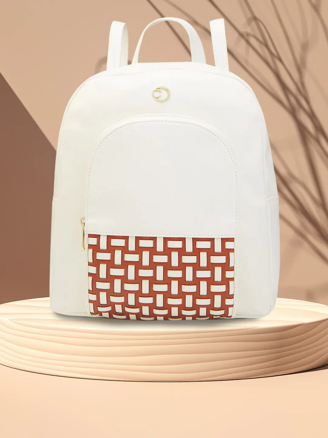 Caprese Zeta Quilted Large Vanilla Backpack - Image 2