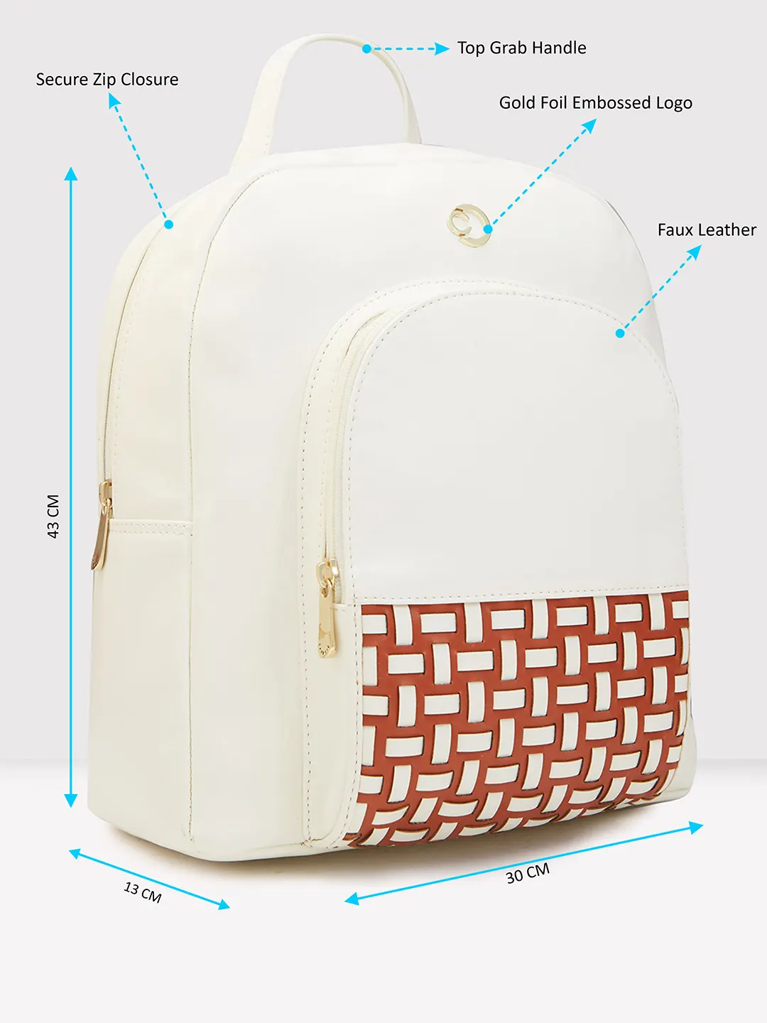 Caprese Zeta Quilted Large Vanilla Backpack - Image 7