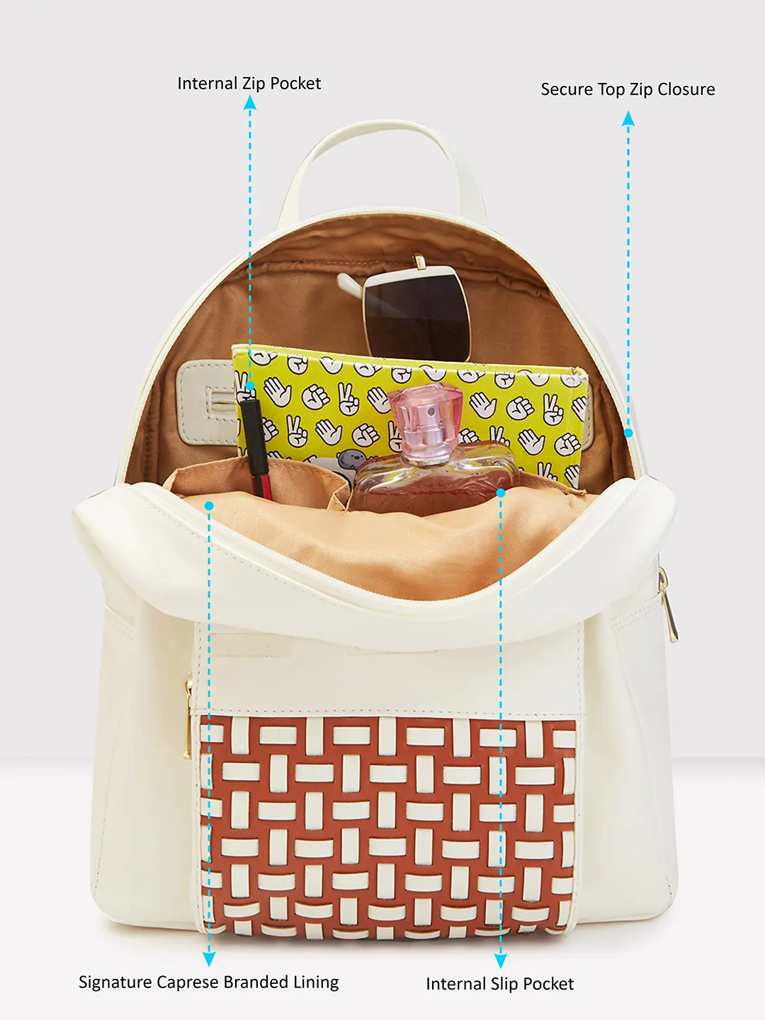 Caprese Zeta Quilted Large Vanilla Backpack - Image 8
