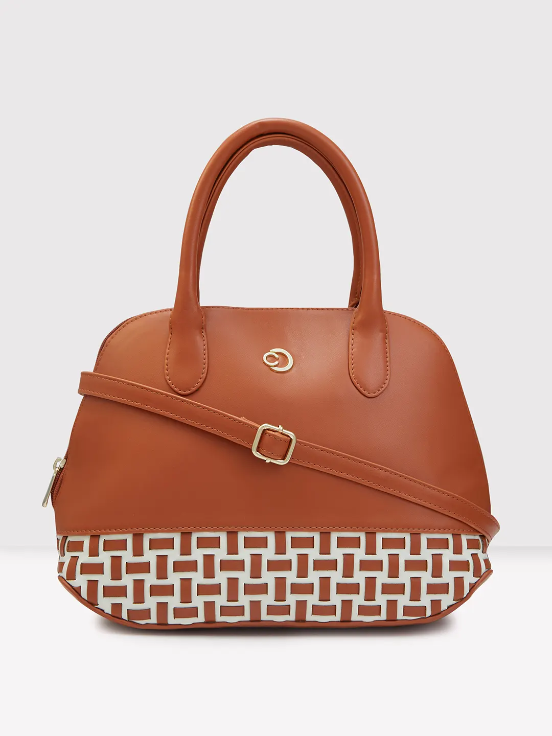 Caprese Zeta Quilted Medium Tan Satchel Bag - Image 14