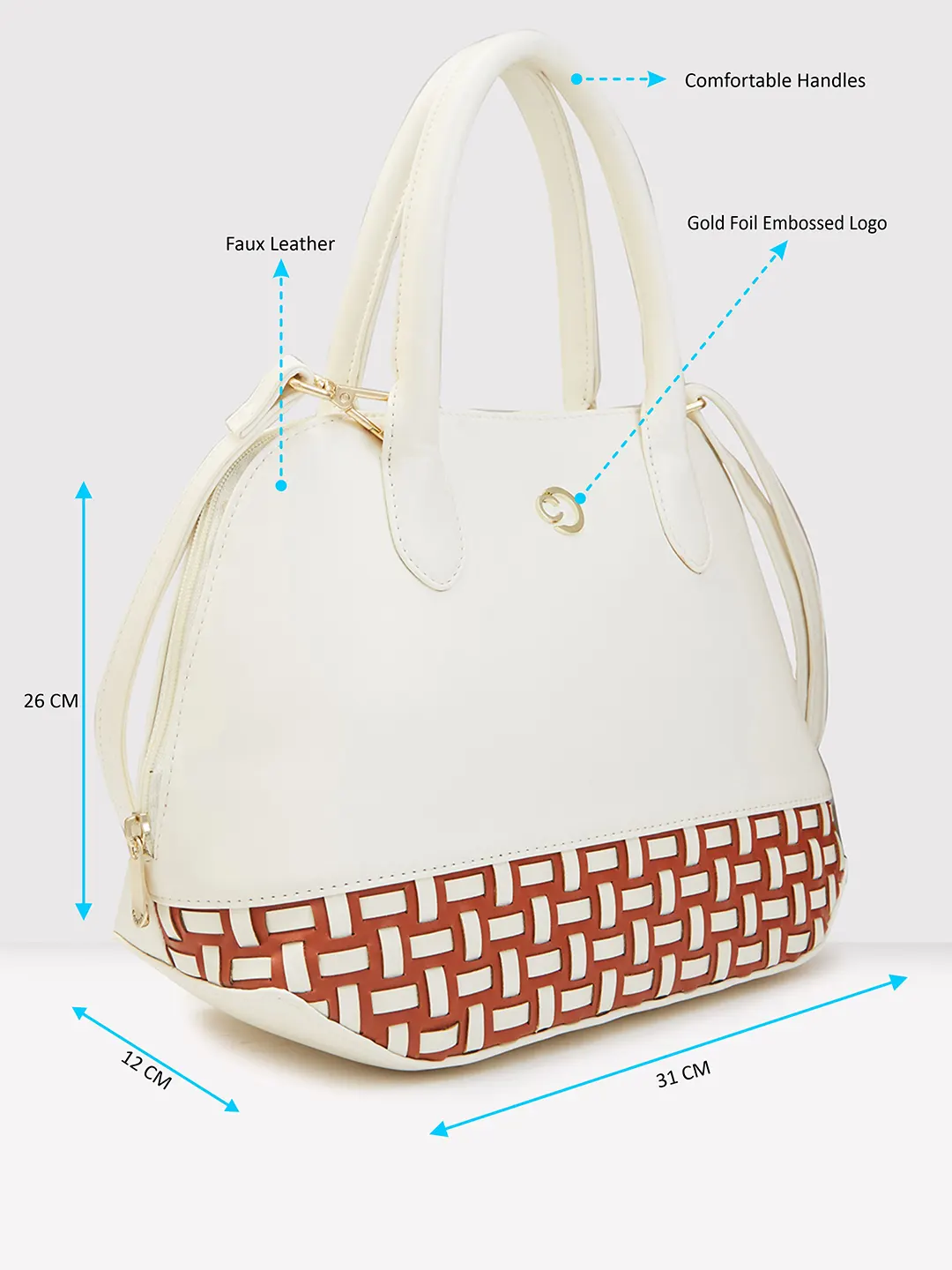Caprese Zeta Medium Vanilla Satchel Bag - Image 5