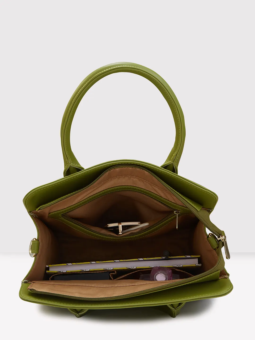 Caprese Zeta Medium Olive Tote Bag - Image 8