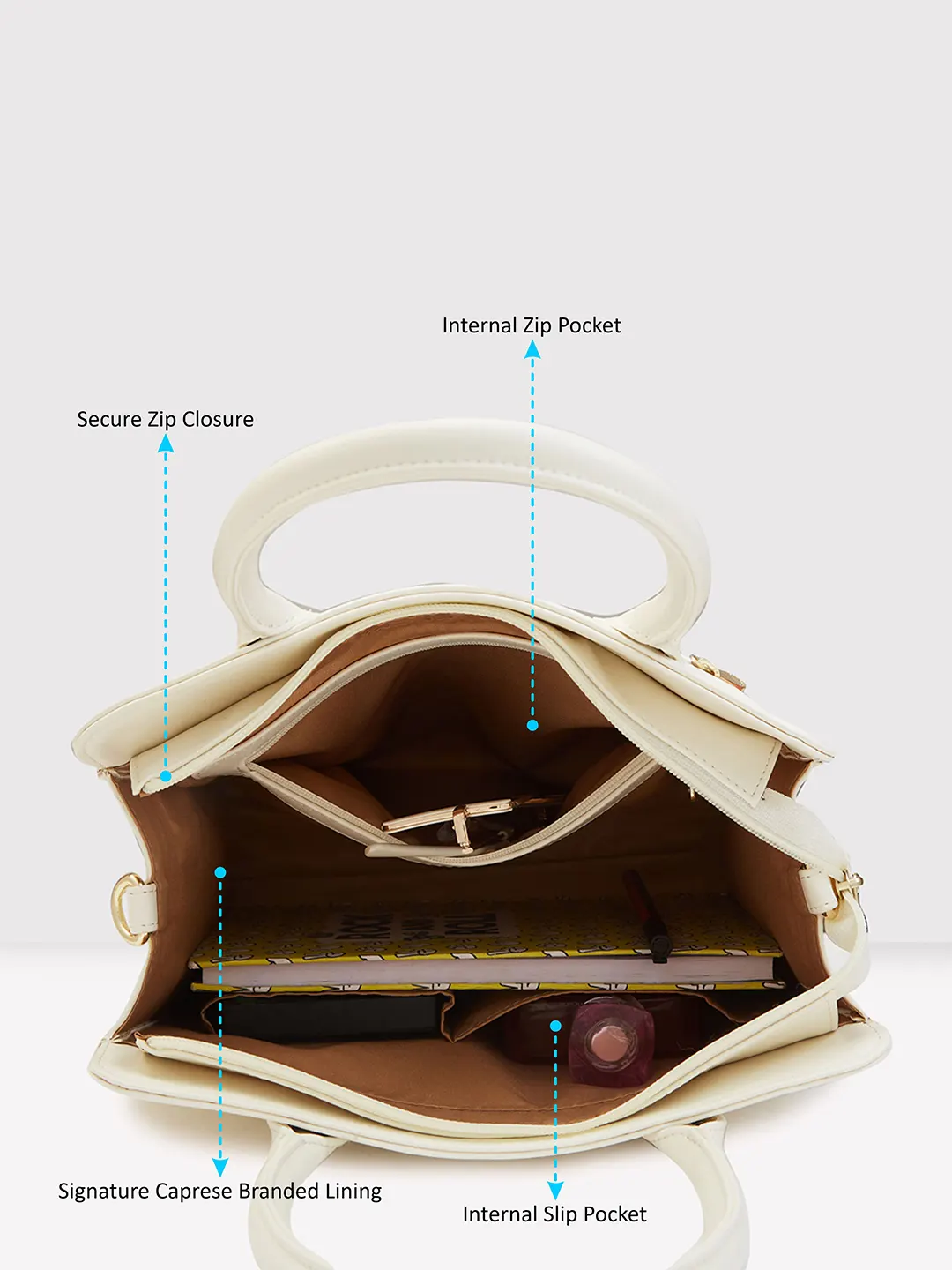 Caprese Zeta Medium Vanila Tote Bag - Image 7