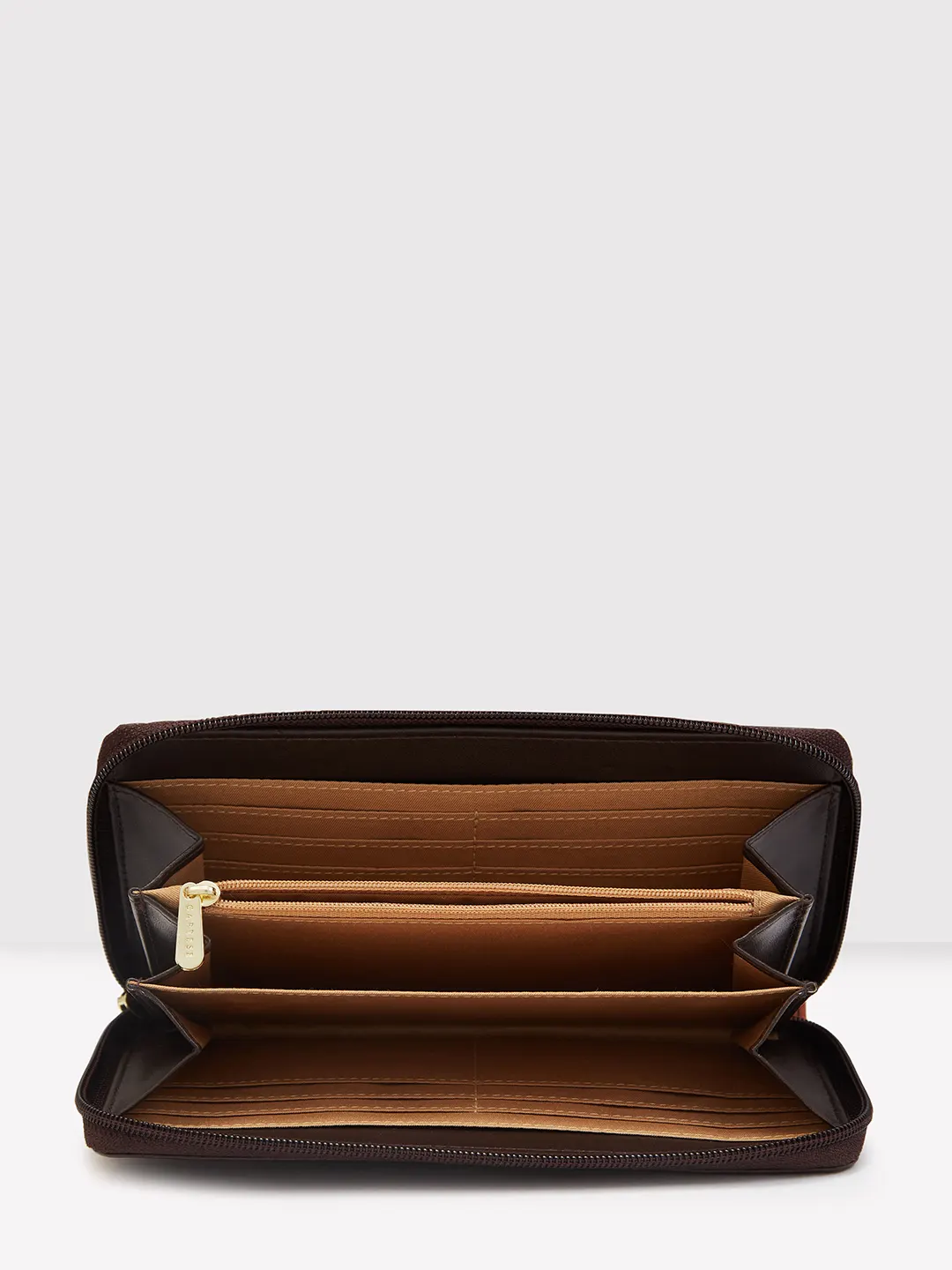 Caprese Zeta Quilted Large Chocolate Zip Around Wallet - Image 10