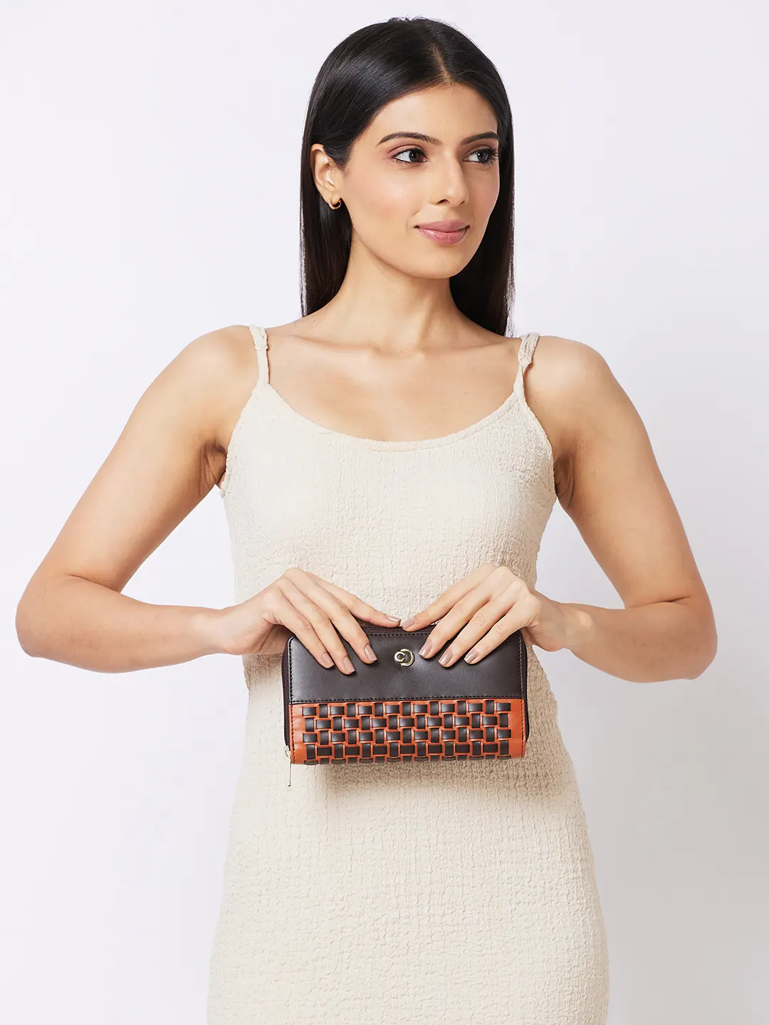 Caprese Zeta Quilted Large Chocolate Zip Around Wallet - Image 12