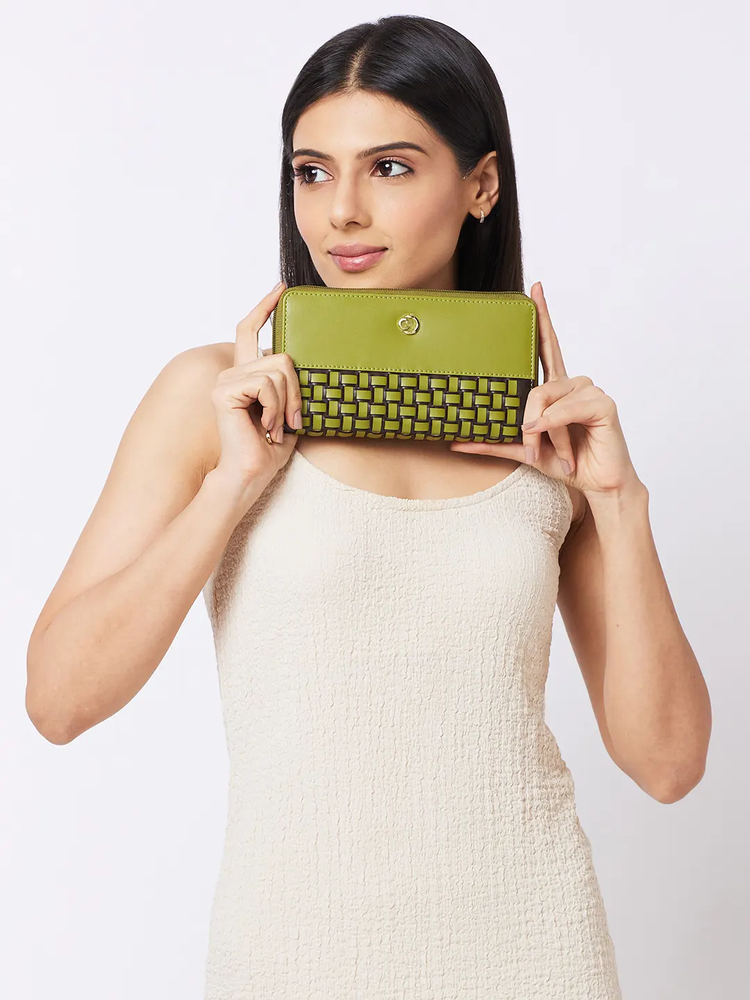 Caprese Zeta Quilted Large Olive Zip Around Wallet - Image 13
