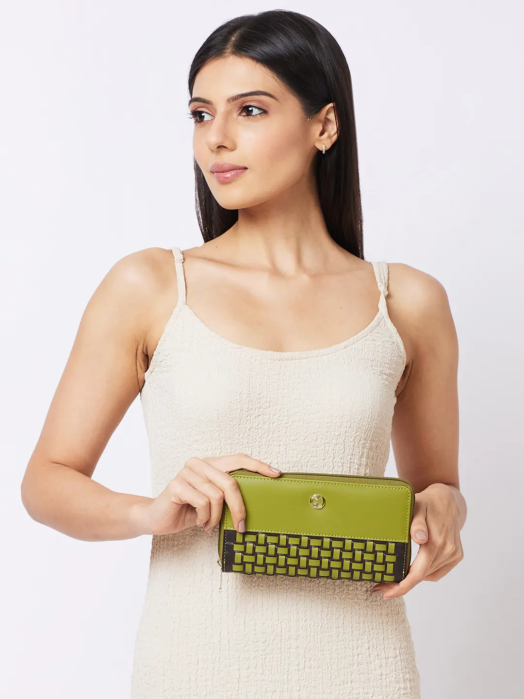 Caprese Zeta Quilted Large Olive Zip Around Wallet - Image 2