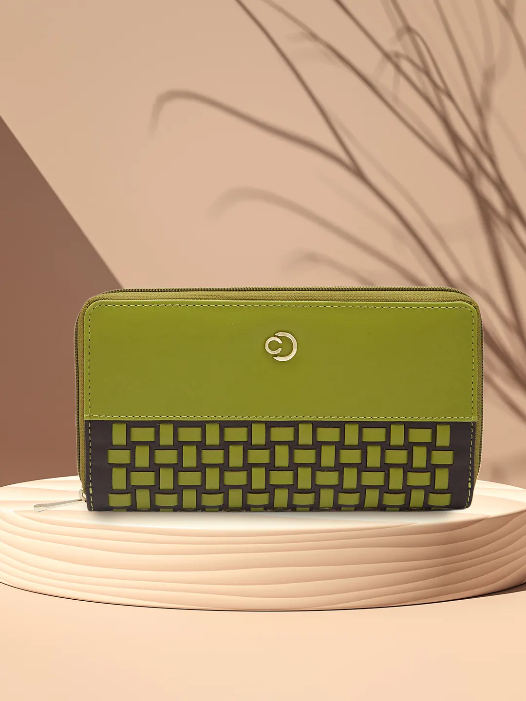 Caprese Zeta Quilted Large Olive Zip Around Wallet - Image 3