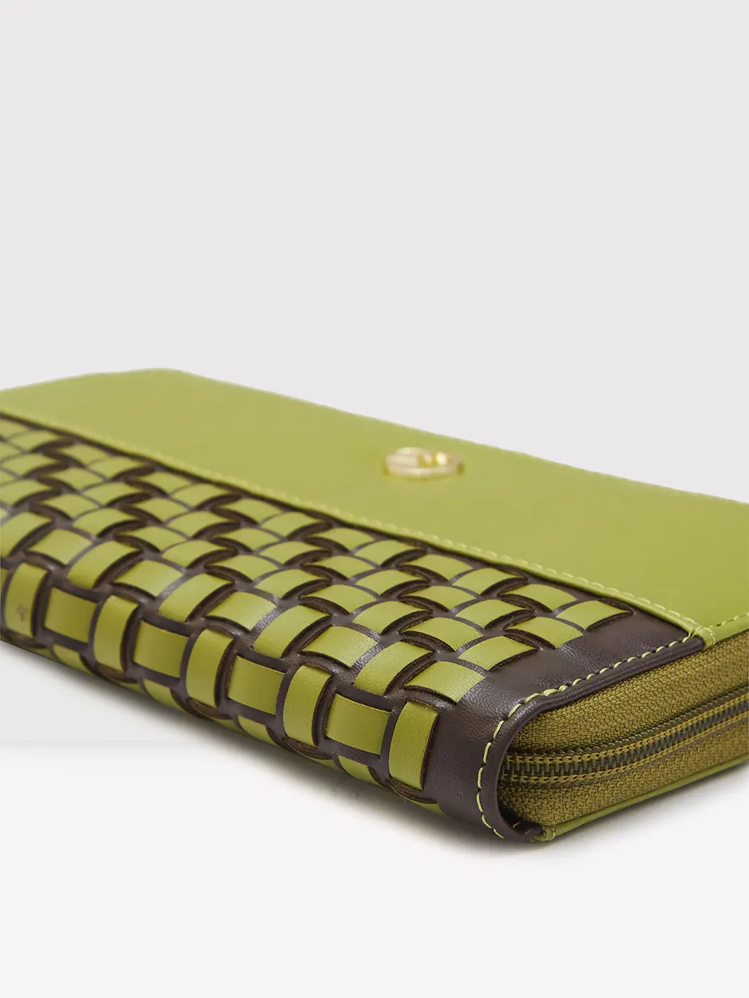 Caprese Zeta Quilted Large Olive Zip Around Wallet - Image 7