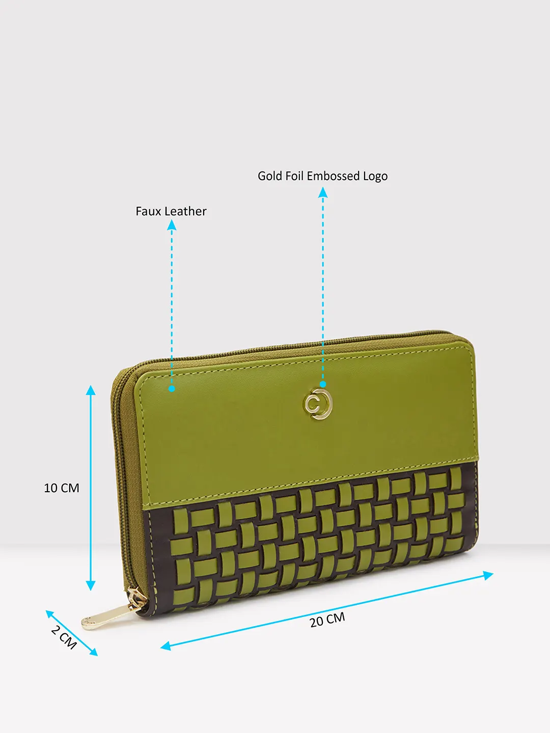 Caprese Zeta Quilted Large Olive Zip Around Wallet - Image 8