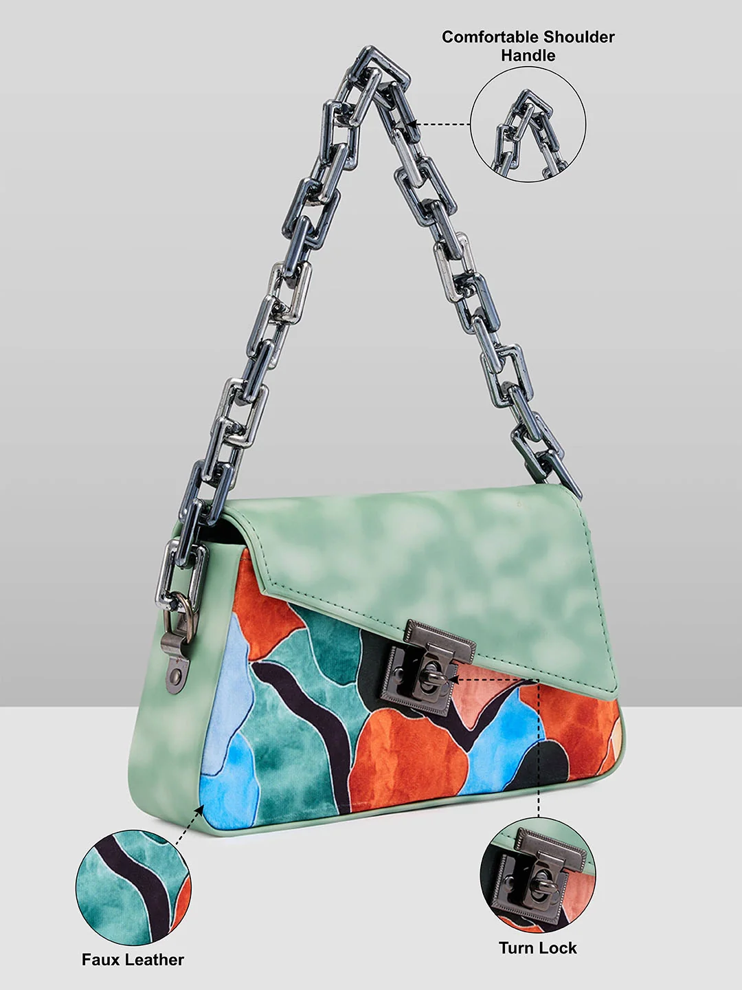 Caprese Ziko Medium Mint Sling Bag - Image 7