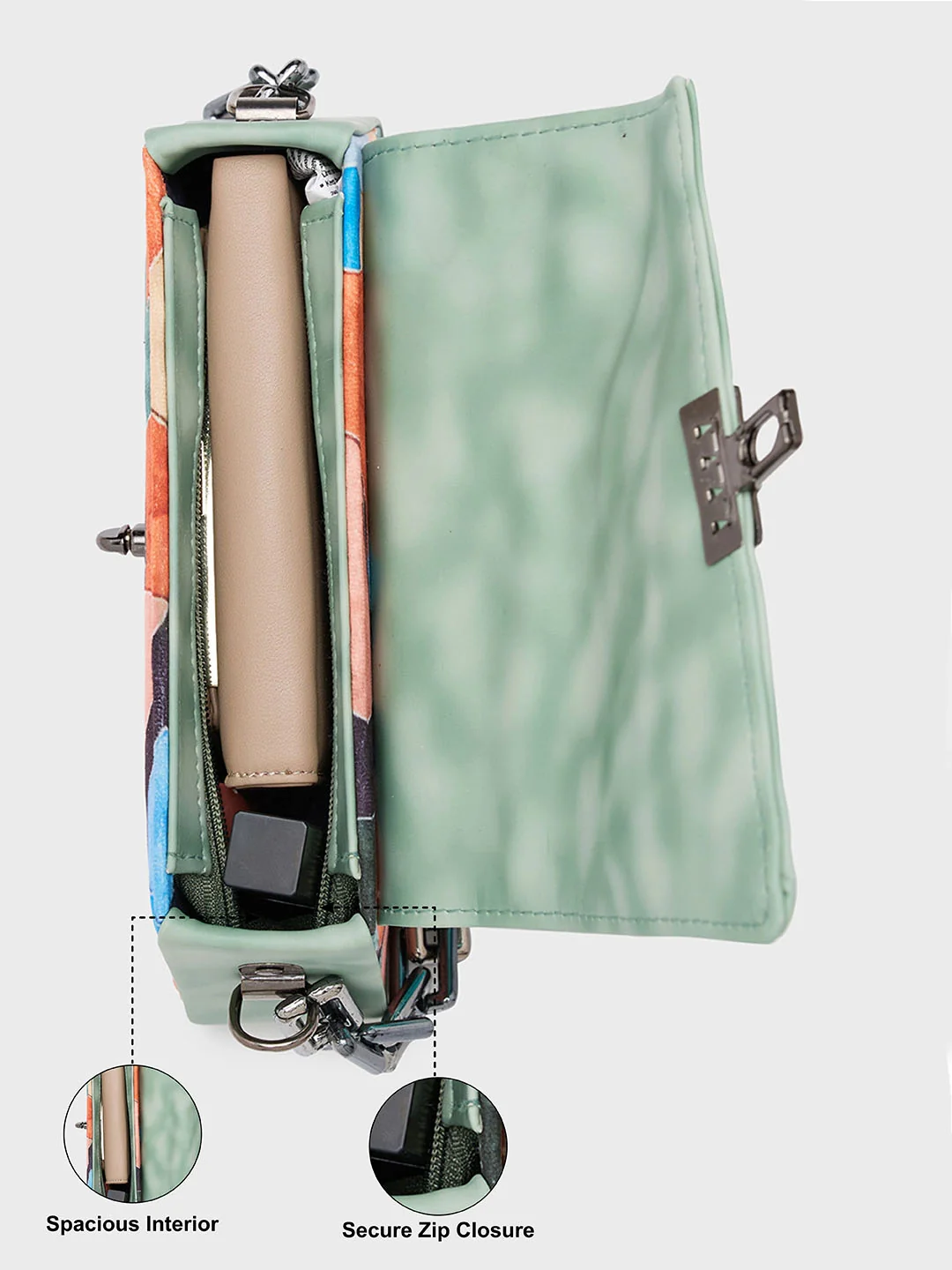 Caprese Ziko Medium Mint Sling Bag - Image 8