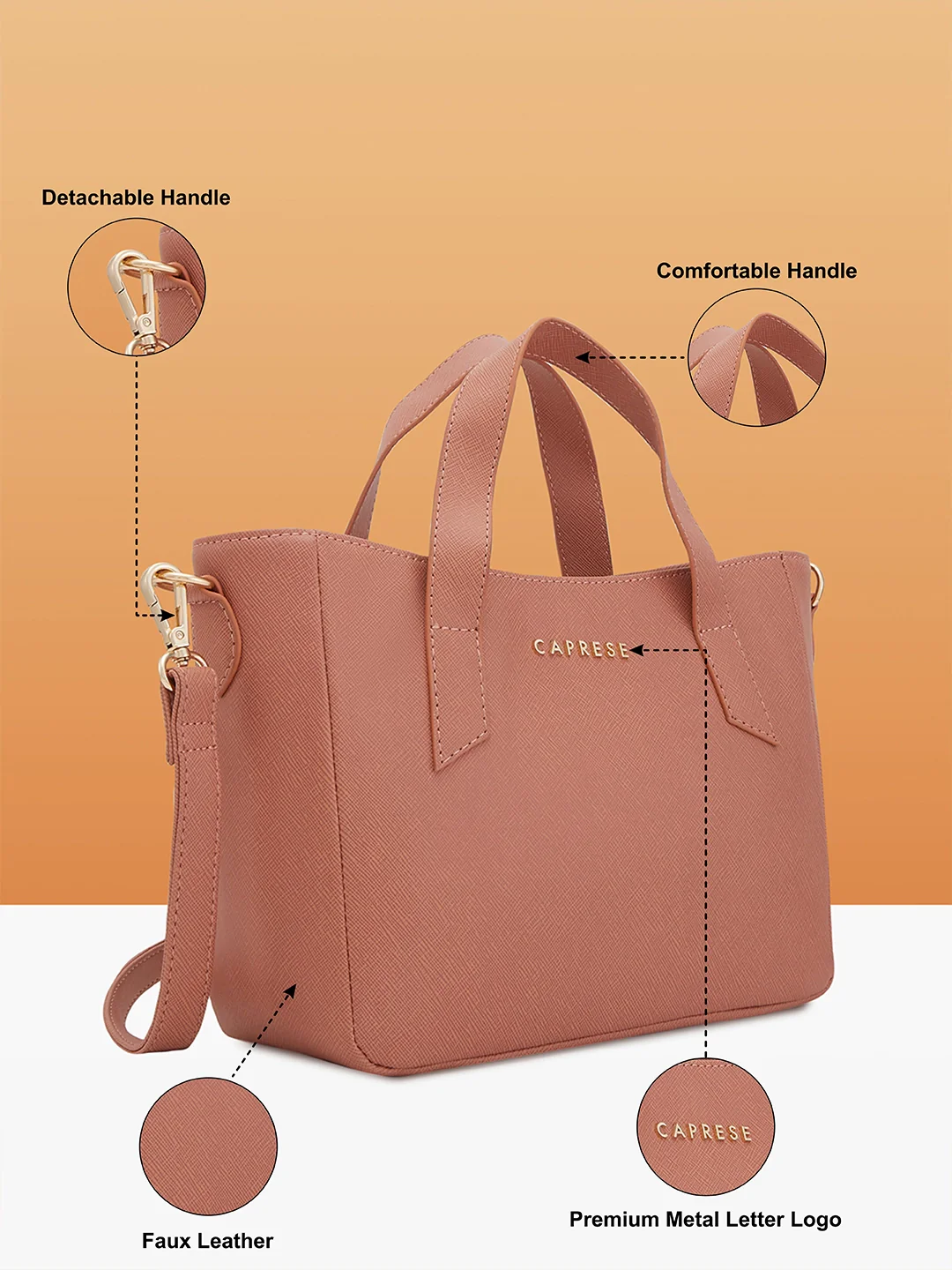 Caprese Ziri Small Pink Satchel Bag - Image 4